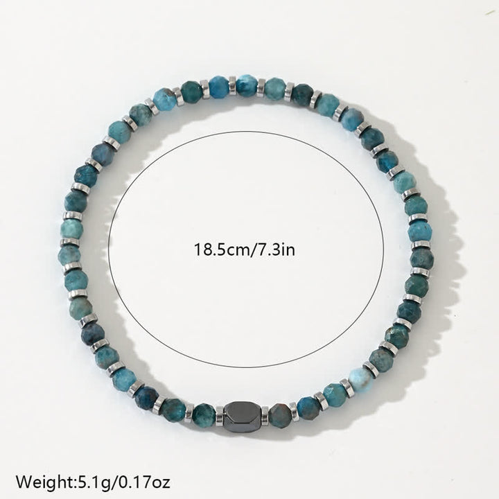 Bracelet en perles d'hématite bleue et d'apatite naturelle Olivenorma
