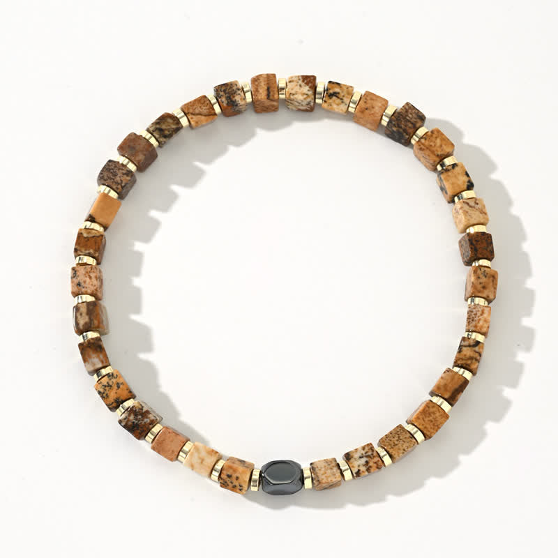 Bracelet en perles de jaspe naturel et hématite Olivenorma