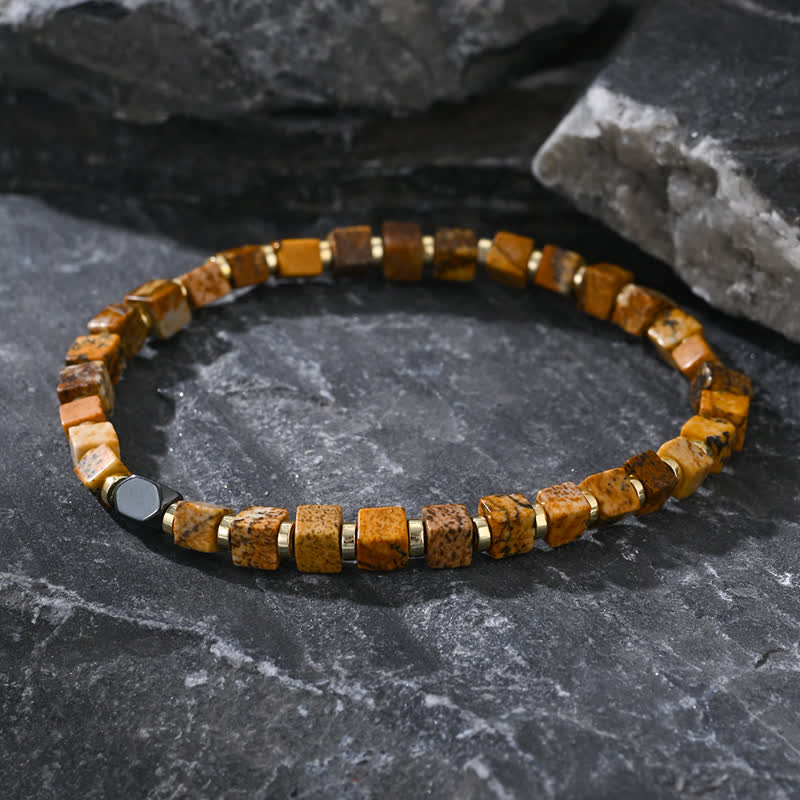 Bracelet en perles de jaspe naturel et hématite Olivenorma
