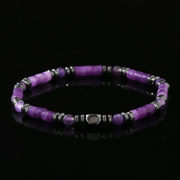 Bracelet en perles d'améthyste et d'hématite naturelles Olivenorma