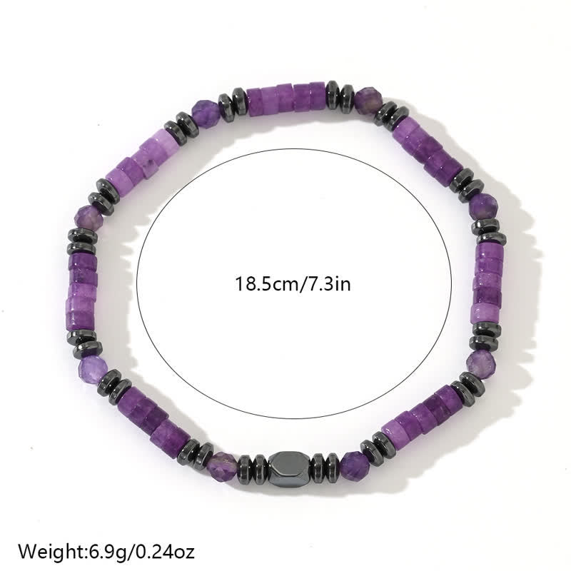 Bracelet en perles d'améthyste et d'hématite naturelles Olivenorma