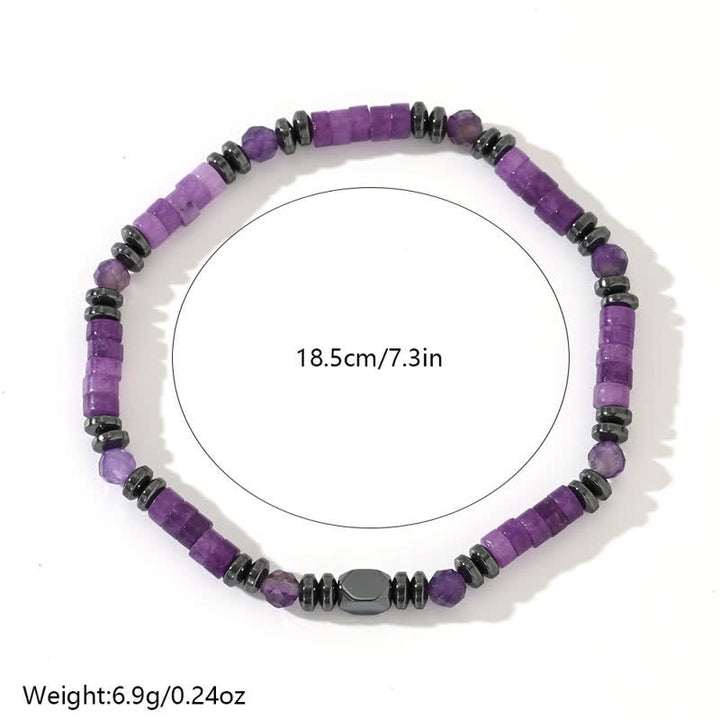 Bracelet en perles d'améthyste et d'hématite naturelles Olivenorma