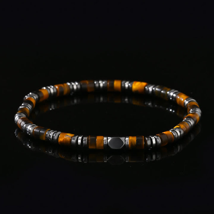 Bracelet en perles d'hématite naturelle et œil de tigre Olivenorma