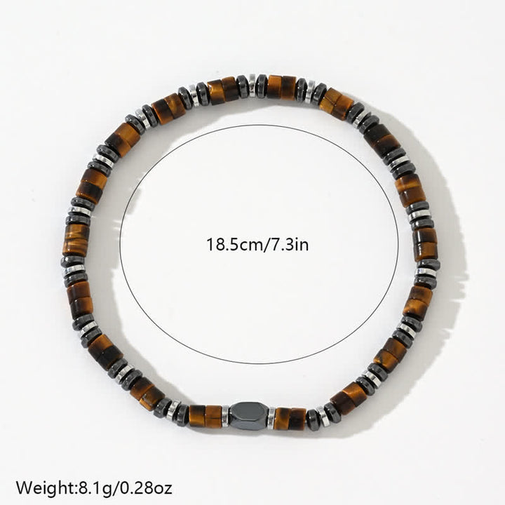 Bracelet en perles d'hématite naturelle et œil de tigre Olivenorma