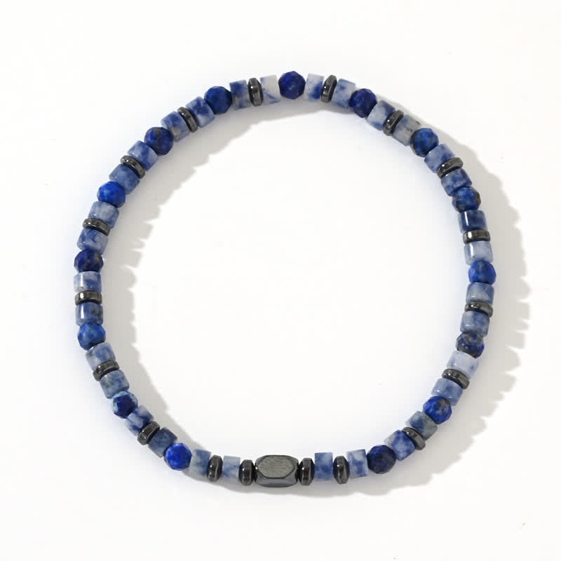 Bracelet en perles d'hématite sodalite naturelles Olivenorma