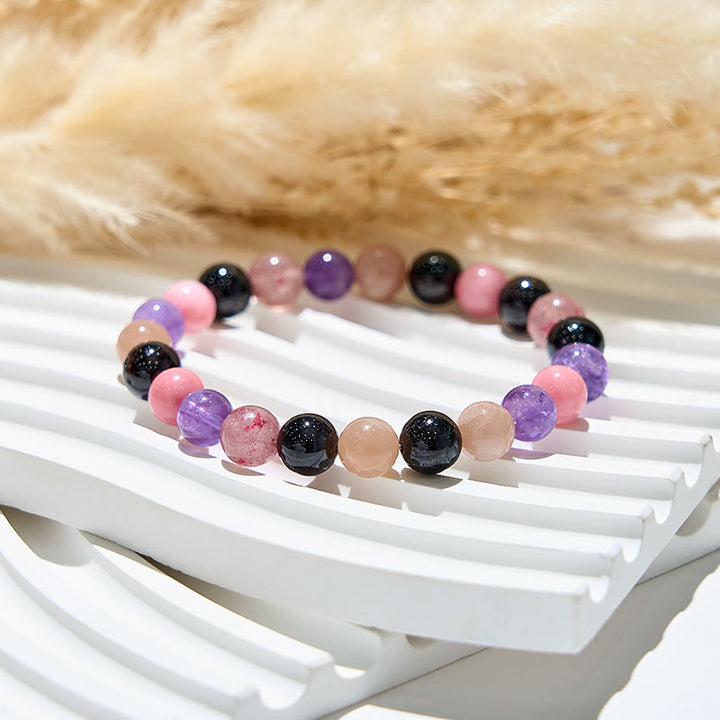 Bracelet extensible en perles de pierres précieuses curatives de 8 mm Olivenorma