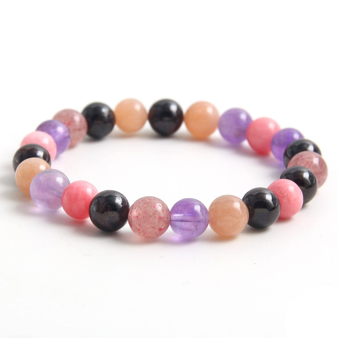 Bracelet extensible en perles de pierres précieuses curatives de 8 mm Olivenorma