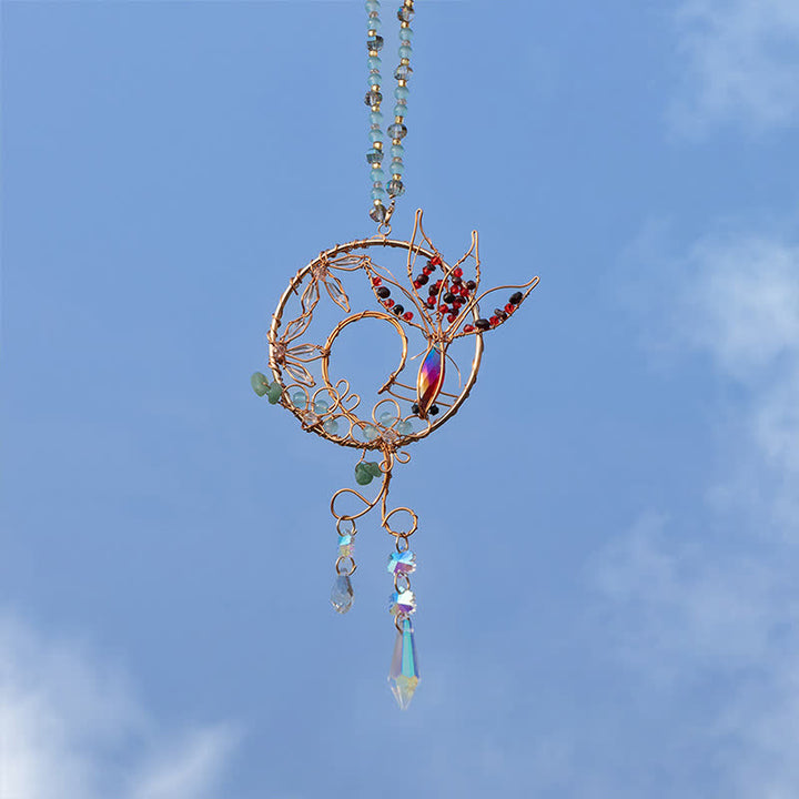 Carillon éolien en cristal naturel avec fil de cuivre et poisson koï Olivenorma