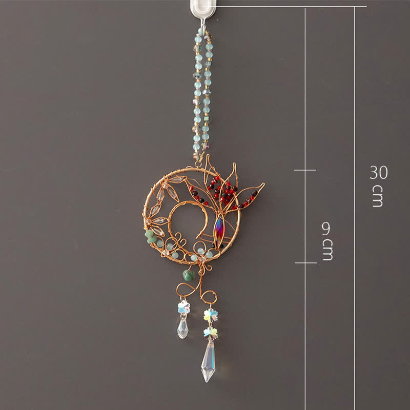 Carillon éolien en cristal naturel avec fil de cuivre et poisson koï Olivenorma