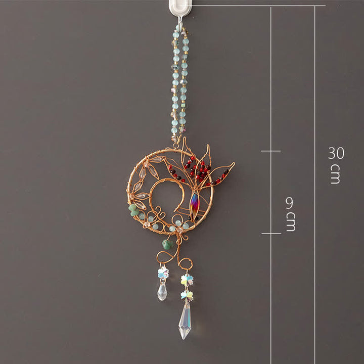 Carillon éolien en cristal naturel avec fil de cuivre et poisson koï Olivenorma