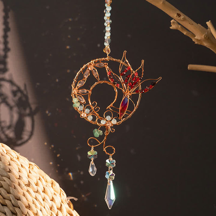 Carillon éolien en cristal naturel avec fil de cuivre et poisson koï Olivenorma