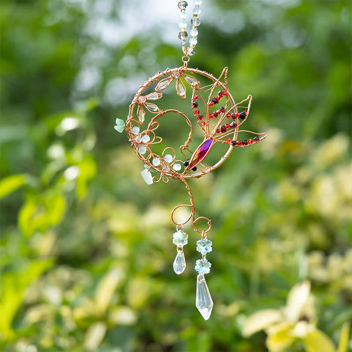 Carillon éolien en cristal naturel avec fil de cuivre et poisson koï Olivenorma
