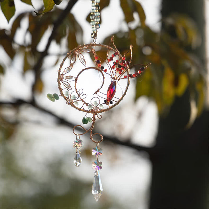 Carillon éolien en cristal naturel avec fil de cuivre et poisson koï Olivenorma