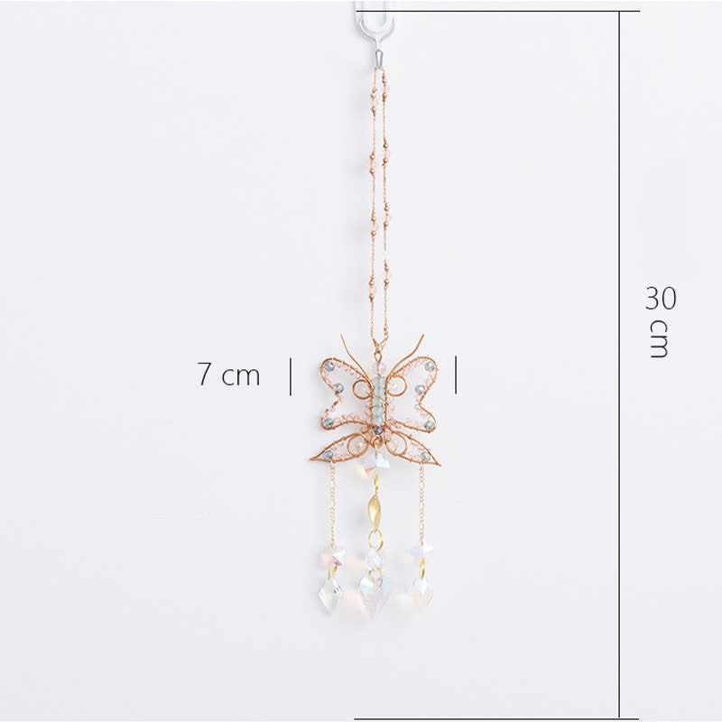 Carillon éolien en cristal avec fil de cuivre et papillon Olivenorma