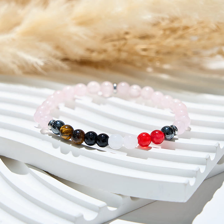 Bracelet de perles énergétiques en quartz rose naturel Olivenorma
