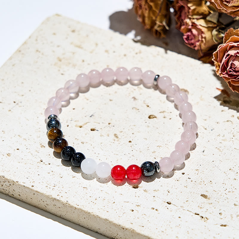 Bracelet de perles énergétiques en quartz rose naturel Olivenorma