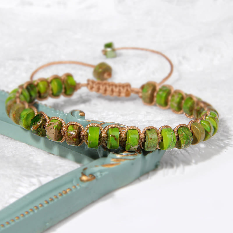 Bracelet tissé en perles de pierre naturelle Olivenorma