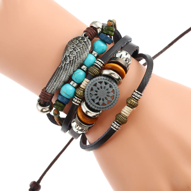 Ensemble de bracelets multicouches en pierres précieuses punk Olivenorma