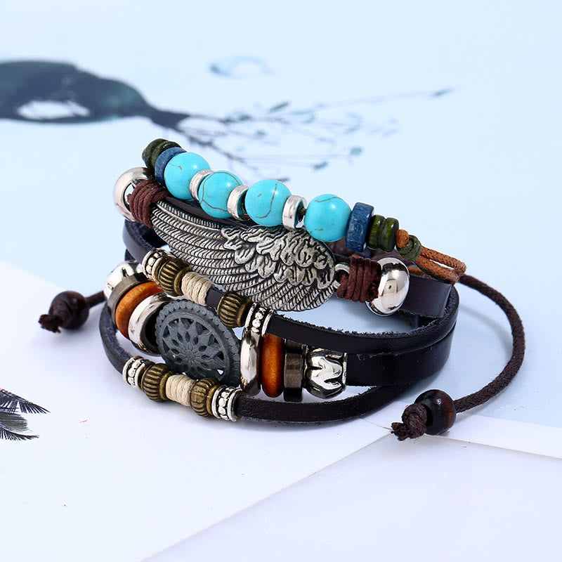 Ensemble de bracelets multicouches en pierres précieuses punk Olivenorma