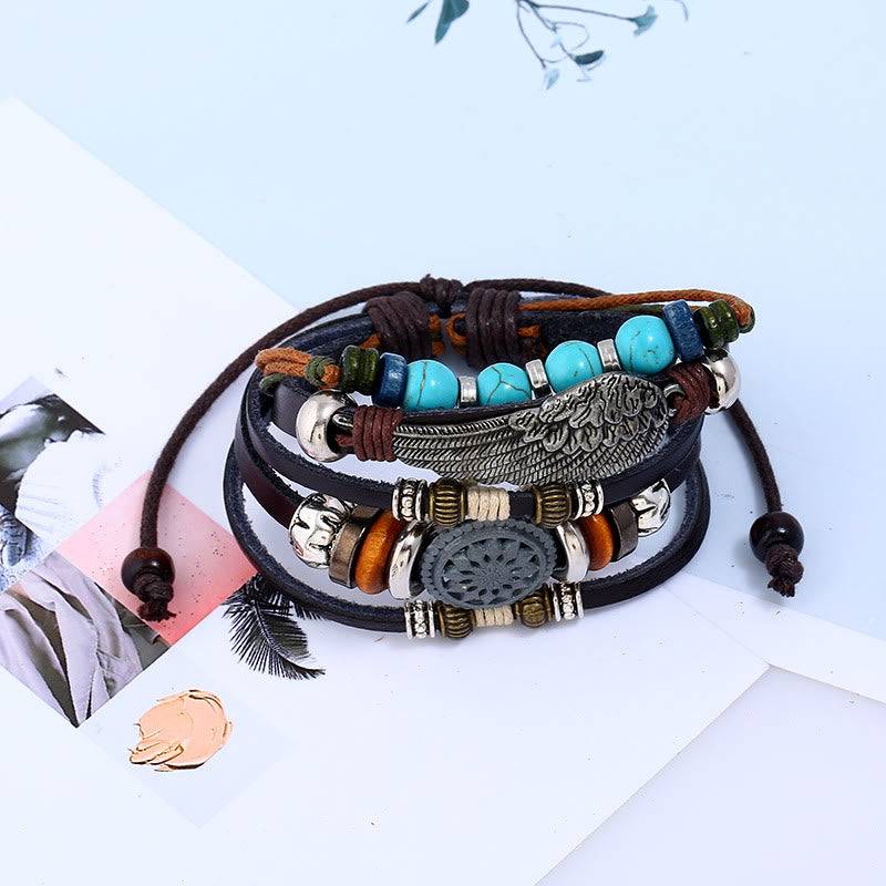 Ensemble de bracelets multicouches en pierres précieuses punk Olivenorma