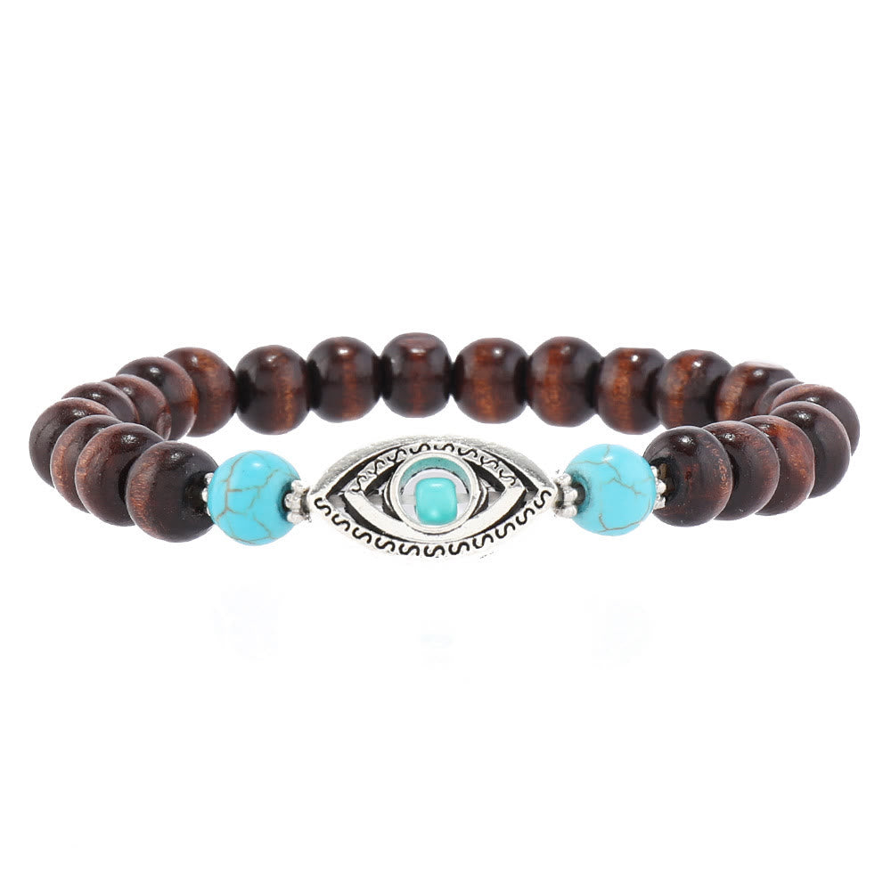 Olivenorma Lot de 6 bracelets en cuir turquoise contre le mauvais œil