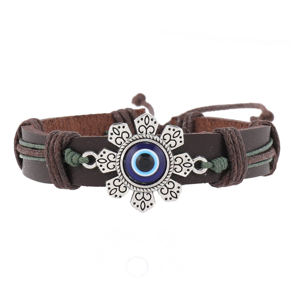 Olivenorma Lot de 6 bracelets en cuir turquoise contre le mauvais œil