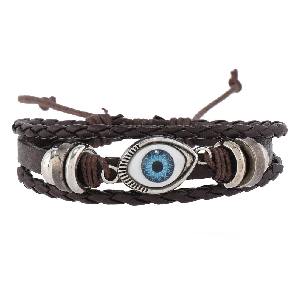 Olivenorma Lot de 6 bracelets en cuir turquoise contre le mauvais œil