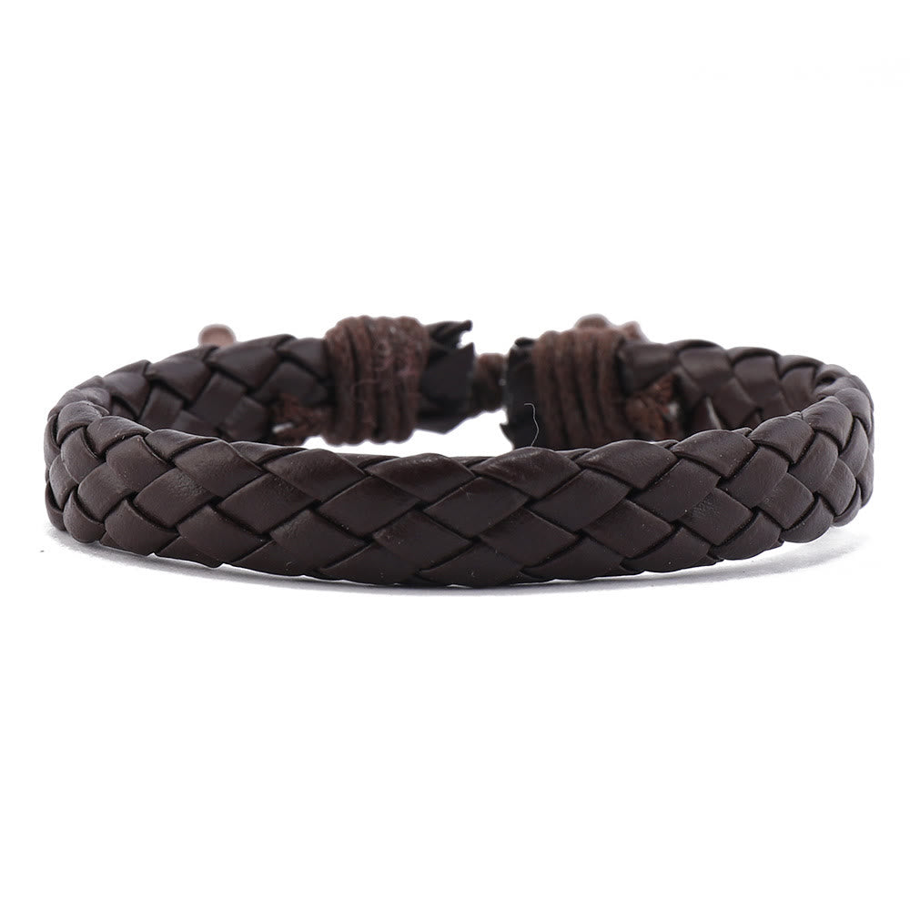 Ensemble de bracelets en cuir tressé faits main avec pierres naturelles et plumes Olivenorma