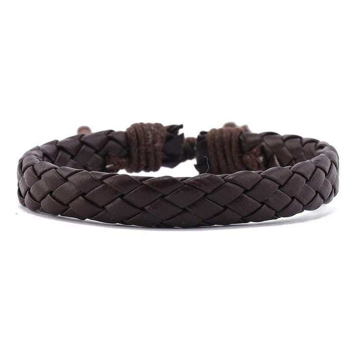 Ensemble de bracelets en cuir tressé faits main avec pierres naturelles et plumes Olivenorma