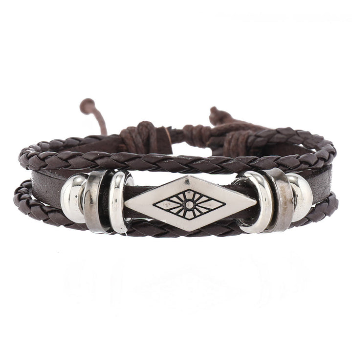 Ensemble de bracelets en cuir tressé faits main avec pierres naturelles et plumes Olivenorma - image 5