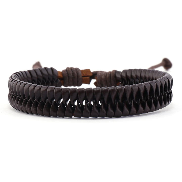 Ensemble de bracelets en cuir tressé faits main avec papillon turquoise Olivenorma