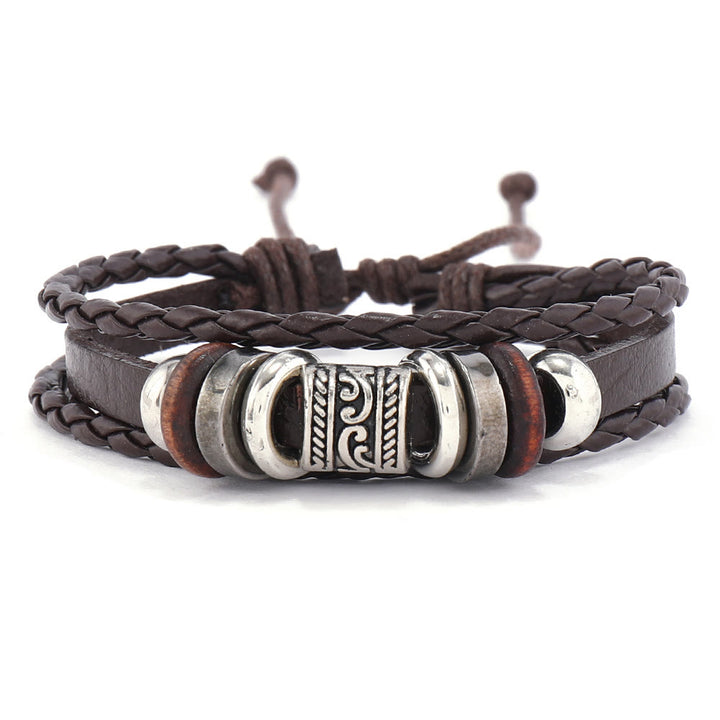 Ensemble de bracelets multicouches en cuir et pierres précieuses contre le mauvais œil turc Olivenorma