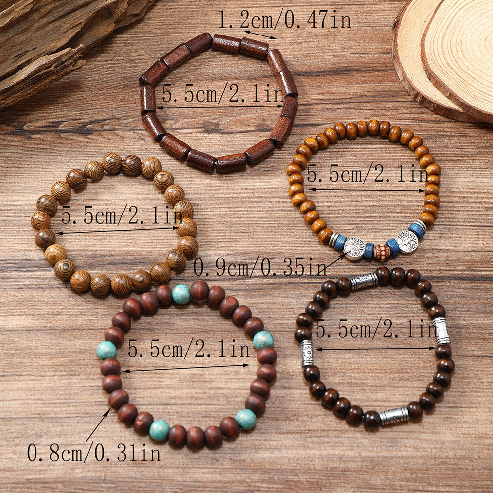 Bracelet en perles de bois turquoise Arbre de la paix Olivenorma