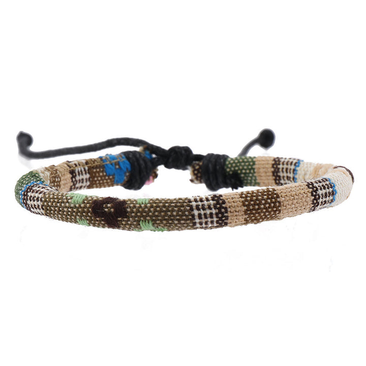 Bracelet tressé en perles de bois multicouches turquoise Olivenorma