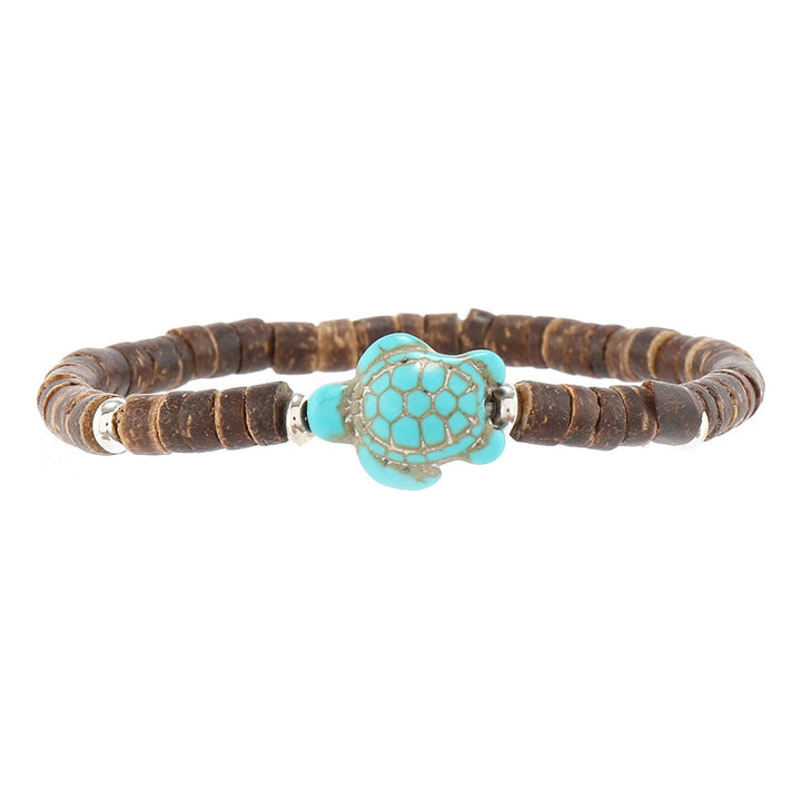Bracelets en fil ciré en coquille de noix de coco turquoise tortue Olivenorma