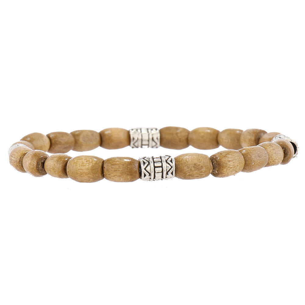 Ensemble de bracelets en perles de bois et plumes turquoise Olivenorma