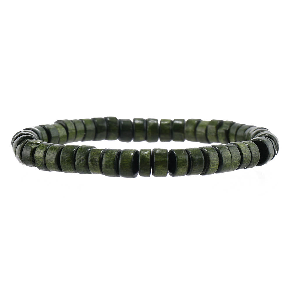 Ensemble de bracelets en perles de bois et plumes turquoise Olivenorma