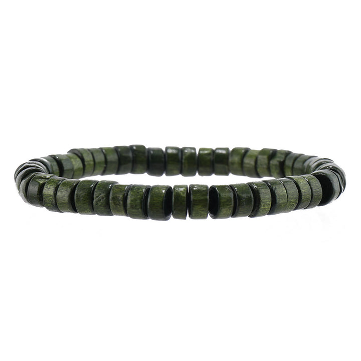 Ensemble de bracelets en perles de bois et plumes turquoise Olivenorma