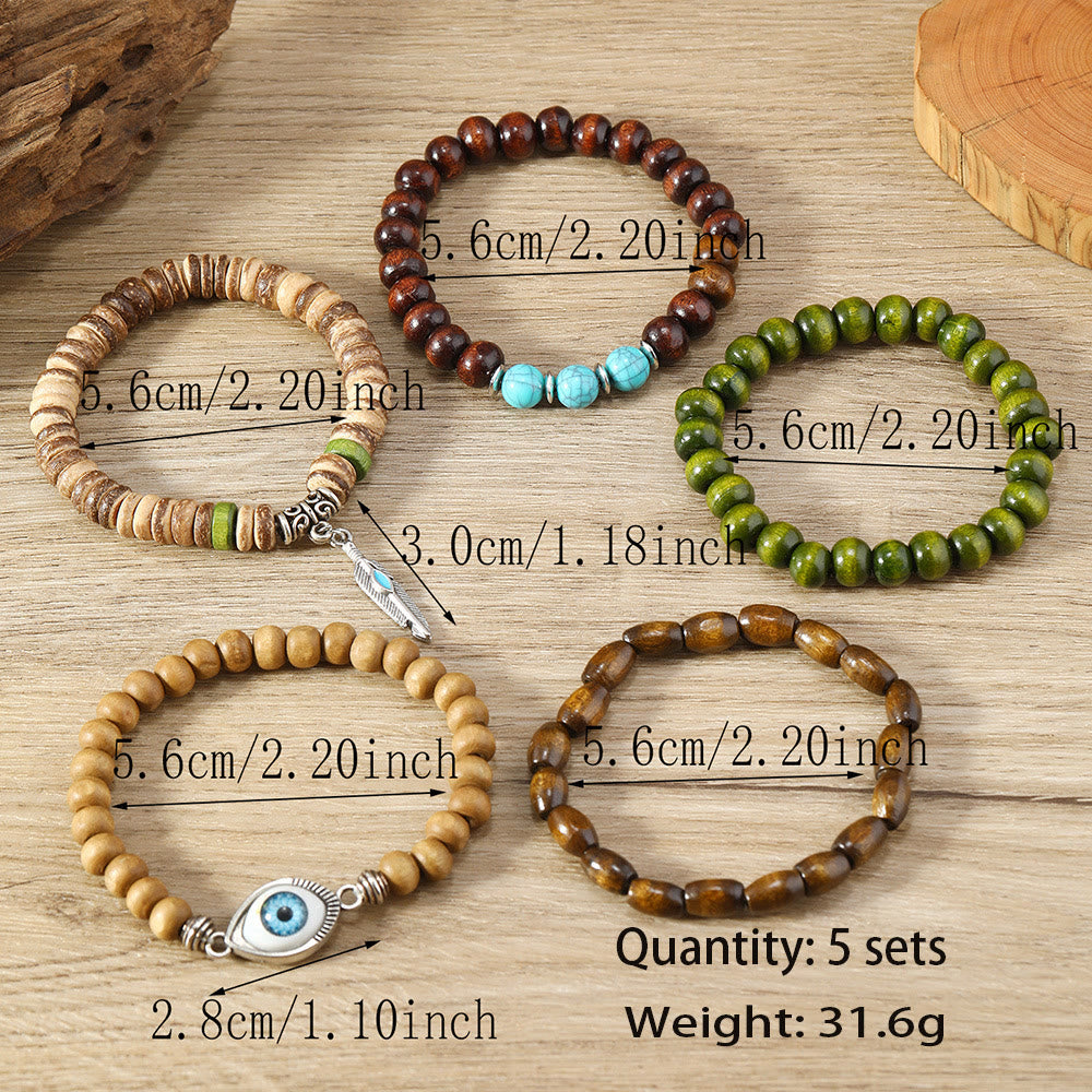 Lot de 5 bracelets de protection contre le mauvais œil en perles turquoise Olivenorma