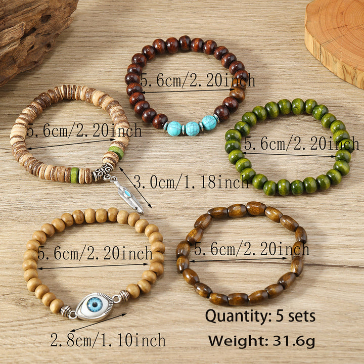 Lot de 5 bracelets de protection contre le mauvais œil en perles turquoise Olivenorma