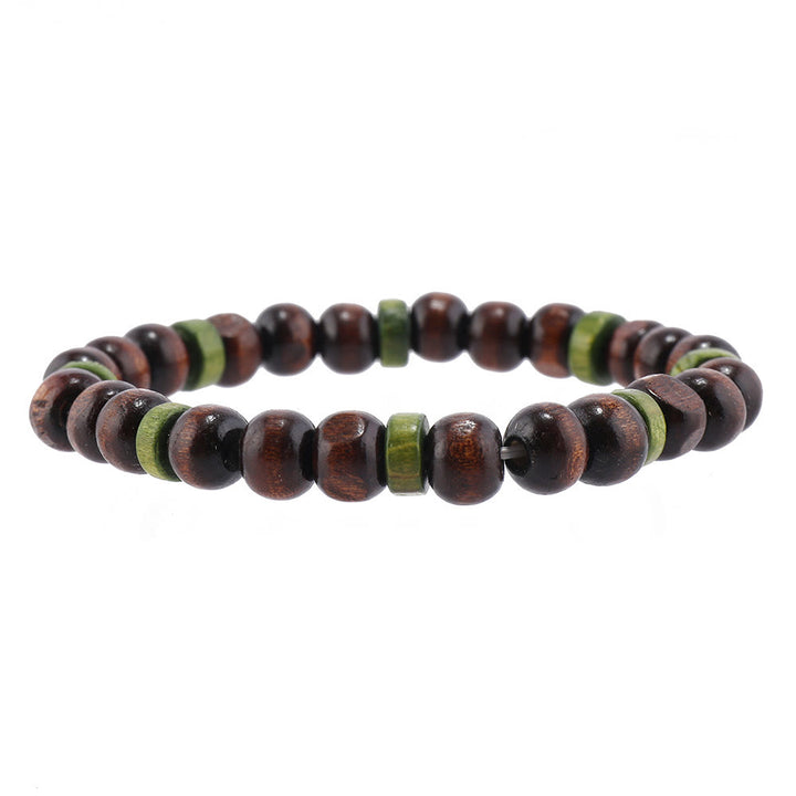 Bracelets empilables en perles de bois et breloques en plumes de Bohème Olivenorma