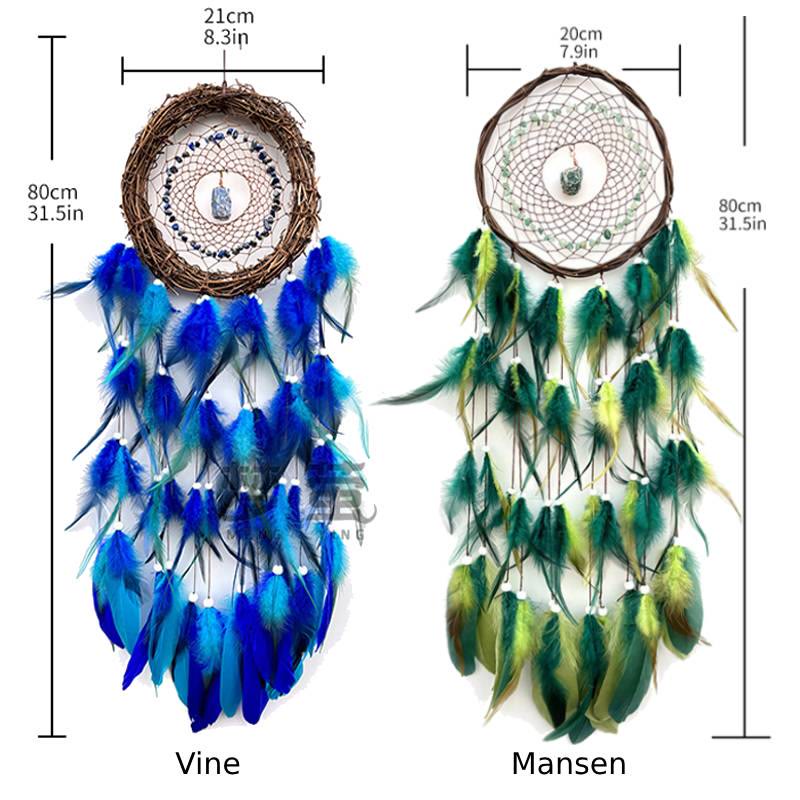 Décoration murale Olivenorma Attrape-rêves en rotin naturel et pierres précieuses