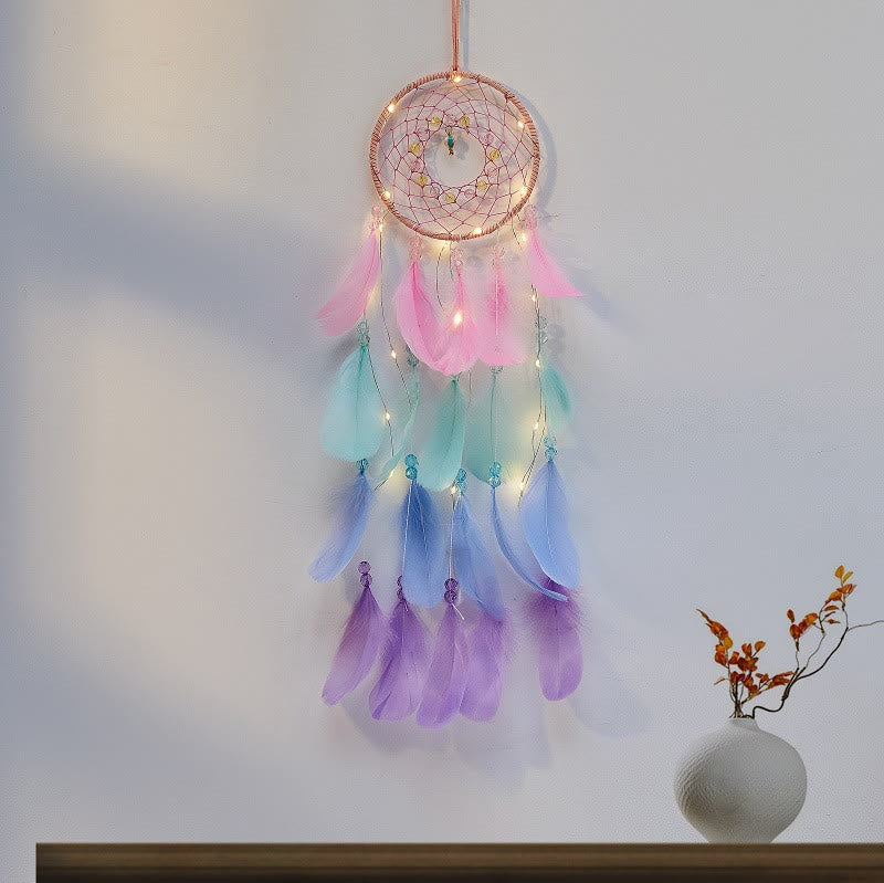 Attrape-rêves lumineux à LED coloré et fantaisie Olivenorma