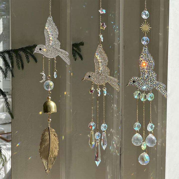 Carillon éolien attrape-soleil en cristal à prisme colibri Olivenorma
