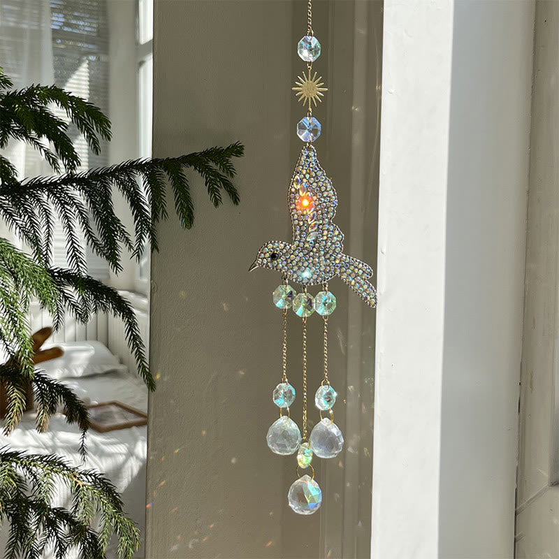 Carillon éolien attrape-soleil en cristal à prisme colibri Olivenorma