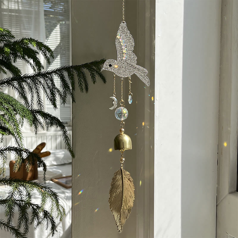 Carillon éolien attrape-soleil en cristal à prisme colibri Olivenorma