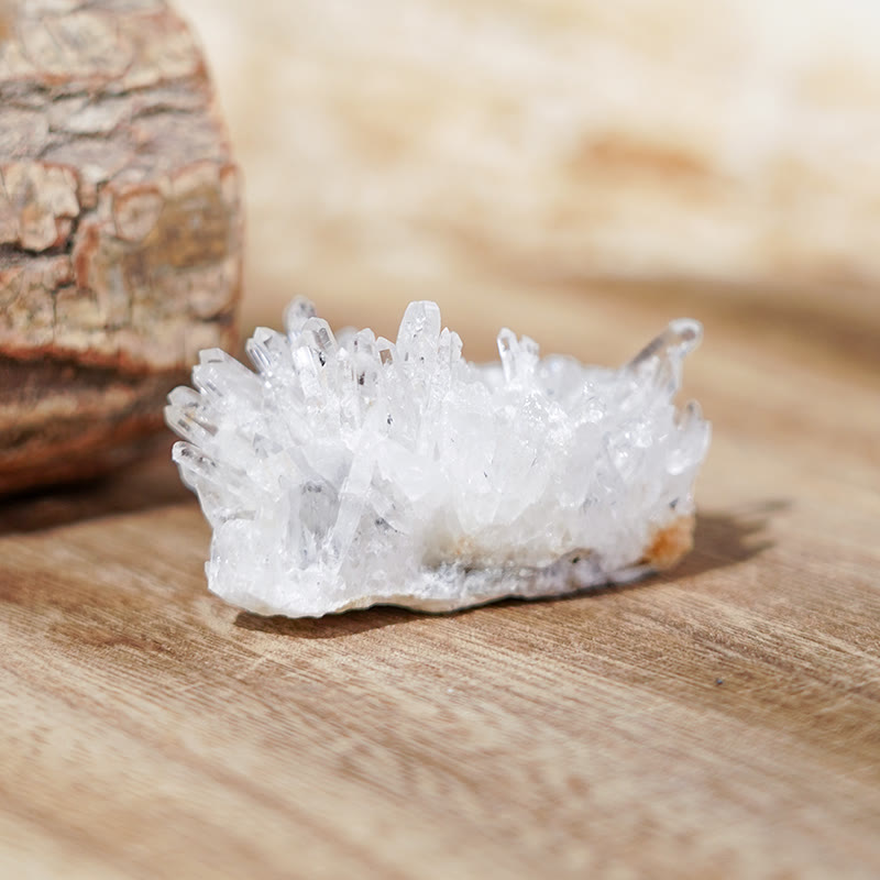 Grappe de cristaux de guérison énergétique en quartz clair naturel Olivenorma