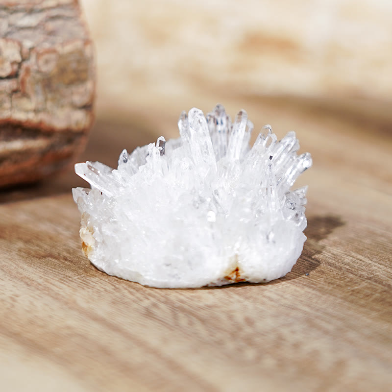 Grappe de cristaux de guérison énergétique en quartz clair naturel Olivenorma