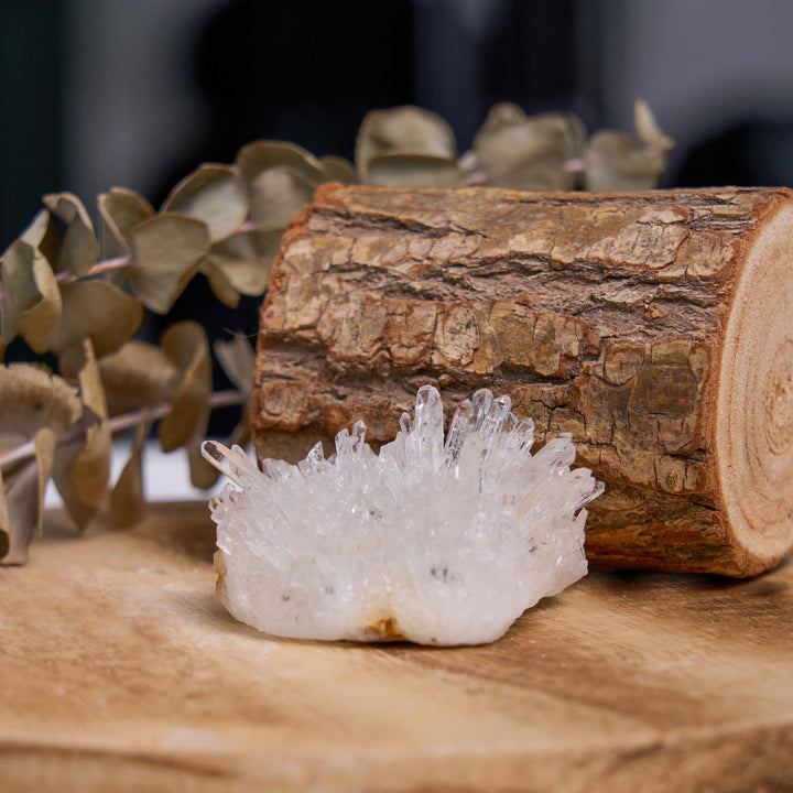 Grappe de cristaux de guérison énergétique en quartz clair naturel Olivenorma
