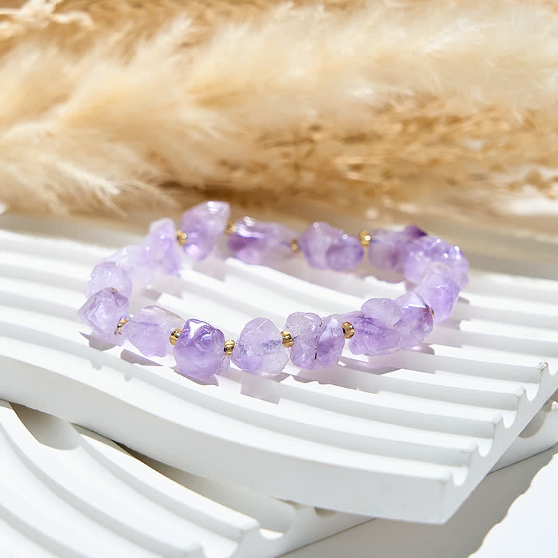 Bracelet en perles d'améthyste irrégulières naturelles Olivenorma